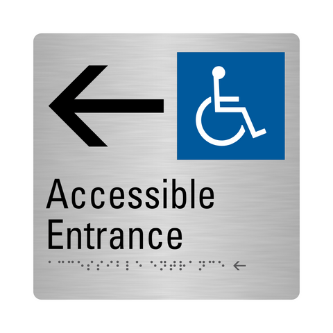 Stainless Steel Accessible Entrance Left Sign