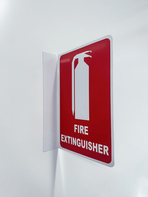 90 degree angled Angled Fire Extinguisher sign