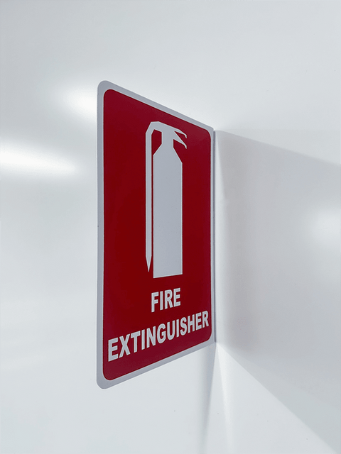 90 degree angled Angled Fire Extinguisher sign