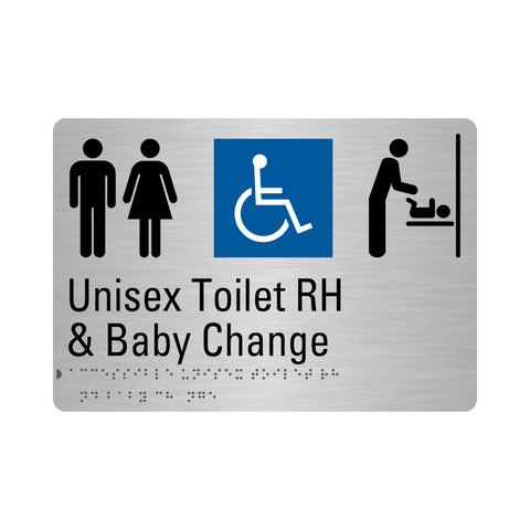 Stainless Steel Unisex Toilet RH & Baby Change Sign