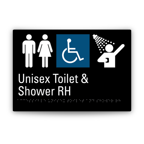 Aluminium Unisex Toilet & Shower Right Hand Sign