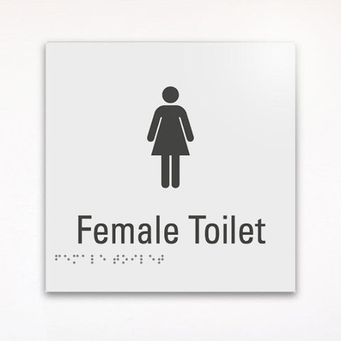 a gray Female Toilet braille tactile sign