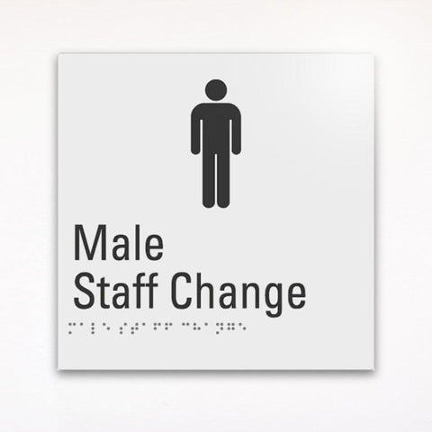 a braille toilet sign for male staff change