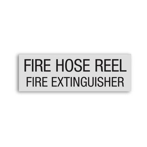 a regulatory sign saying Fire Hose Reel/Fire Extinguisher