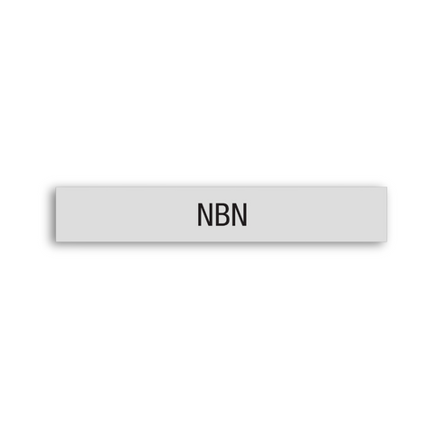 a gray NBN room sign