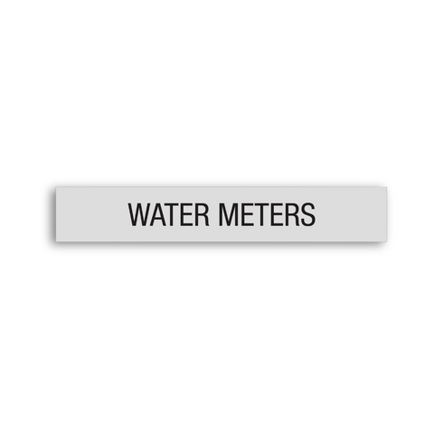 a gray Water Meters sign