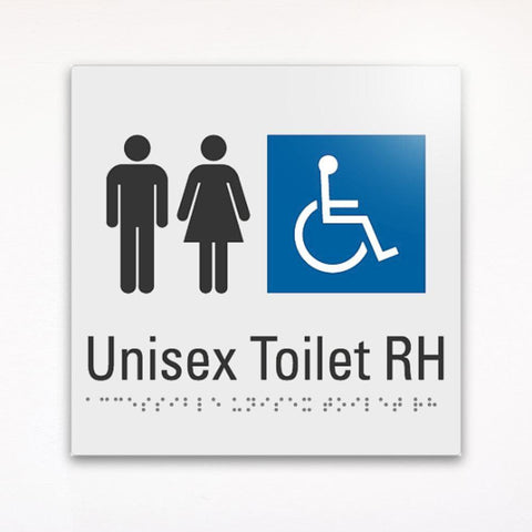 unisex toilet right hand braille tactile sign
