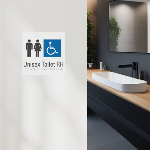 a braille tactile toilet sign