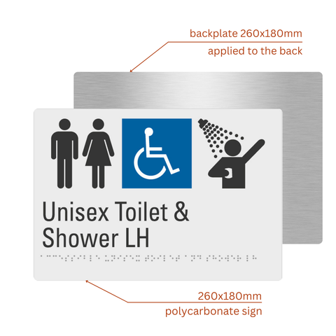 Unisex Toilet & Shower Left Hand Sign