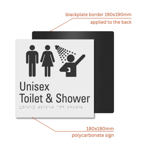 Unisex Toilet & Shower Braille Sign