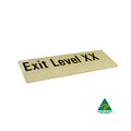 A Champagne colour aluminum exit level sign with the text 'Exit Level XX' printed in black, compliant with braille standards.