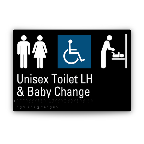 Aluminium Unisex Toilet Left Hand & Baby Change Sign