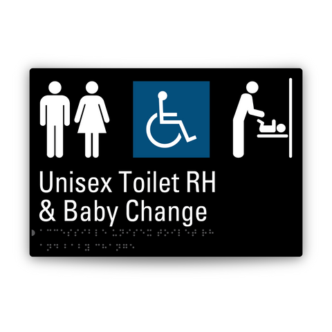 Aluminium Unisex Toilet Right Hand & Baby Change Sign