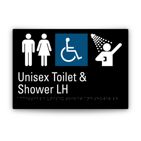 Aluminium Unisex Toilet & Shower Left Hand Sign