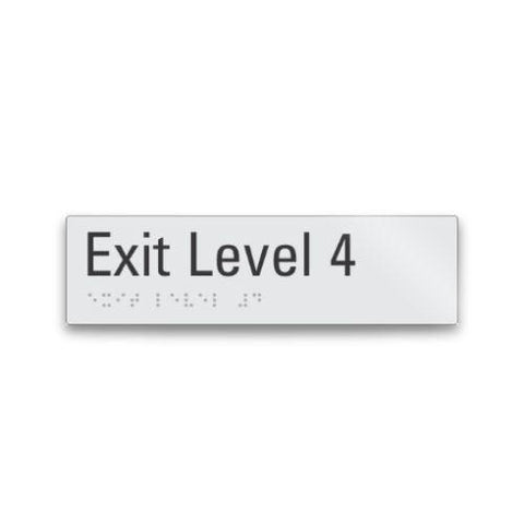 exit level 4 sign with braille tactile elements 