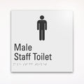 a gray braille toilet sign for Male staff toilet