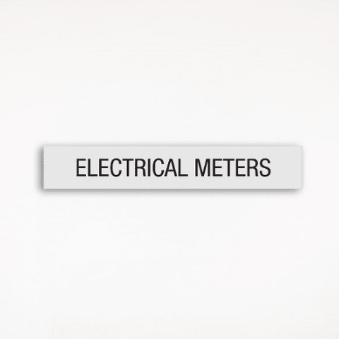 a gray Electrical Meters sign
